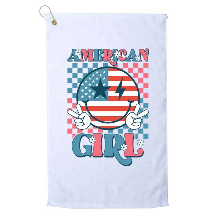 American Girl Retro Groovy 4th Of July Smile Peace Platinum Collection Golf Towel