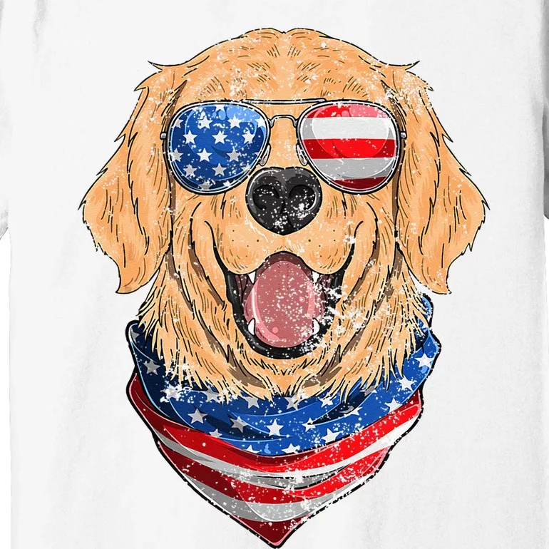 American Golden Retriever USA Flag 4th Of July Dad Mom Kids Premium T-Shirt