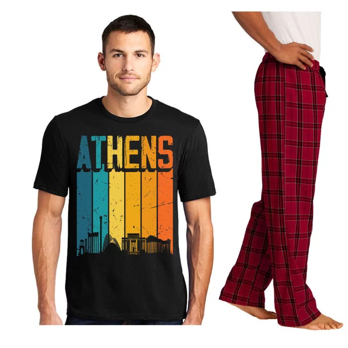 Athens Greece Retro Vintage Sunset Skyline Athens Pajama Set