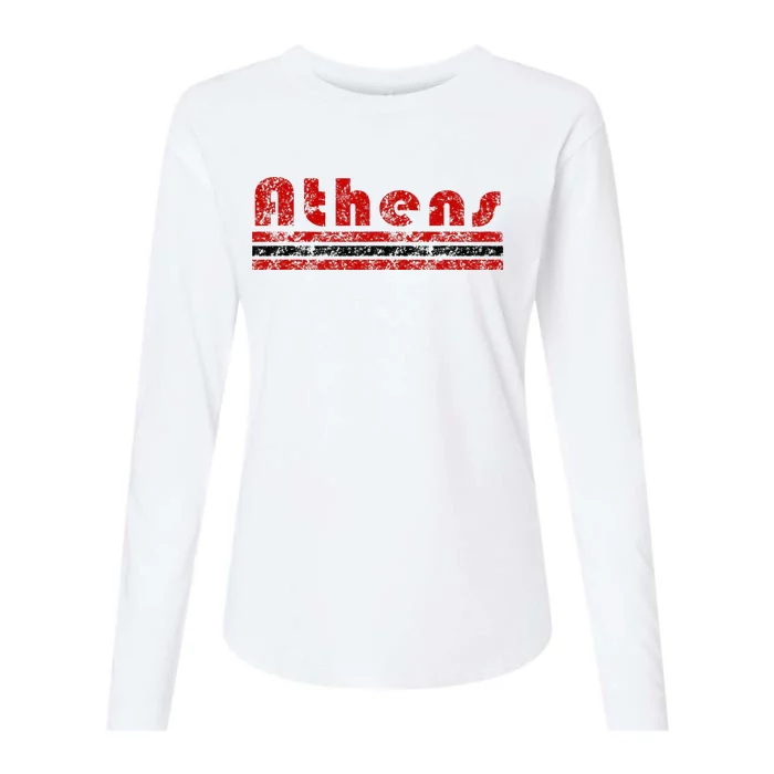 Athens Georgia Retro Three Stripe Weathered Womens Cotton Relaxed Long Sleeve T-Shirt