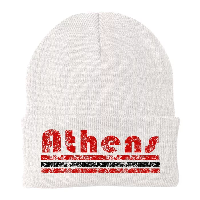 Athens Georgia Retro Three Stripe Weathered Knit Cap Winter Beanie