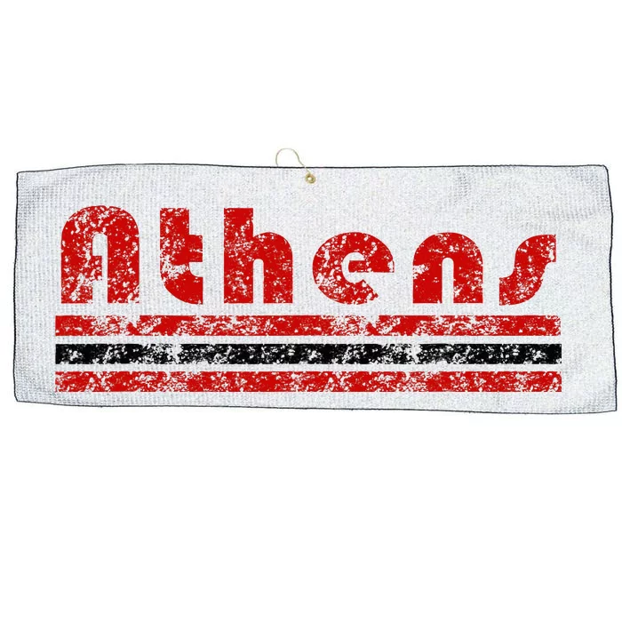 Athens Georgia Retro Three Stripe Weathered Large Microfiber Waffle Golf Towel