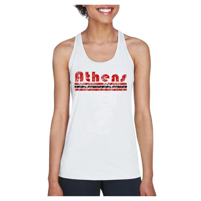 Athens Georgia Retro Three Stripe Weathered Women's Racerback Tank