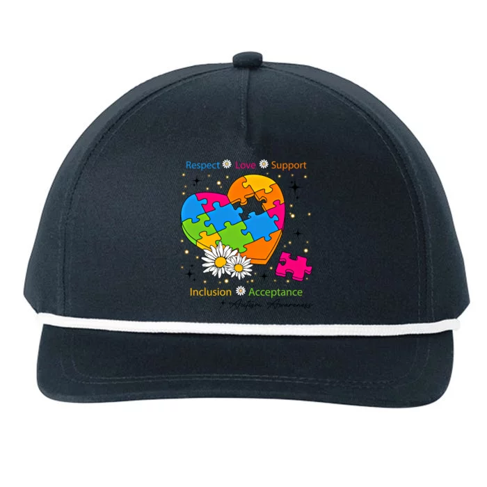 Autism Gift Respect Love Support Autism Awareness Gift Snapback Five-Panel Rope Hat