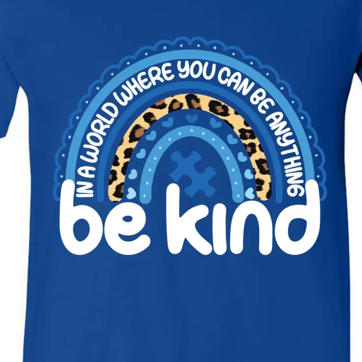 Autism Gift Rainbow Be Kind Autism Awareness Great Gift V-Neck T-Shirt