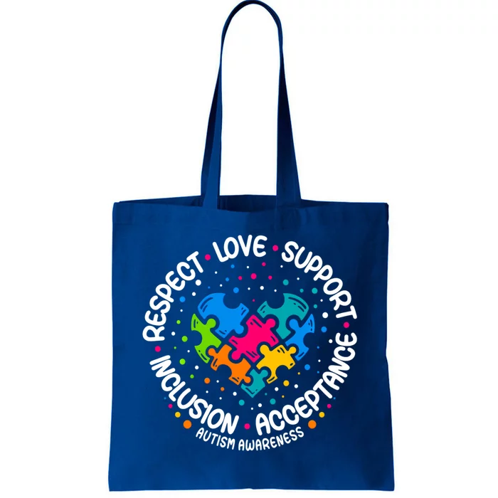 Autism Gift Respect Love Support Autism Awareness Gift Tote Bag