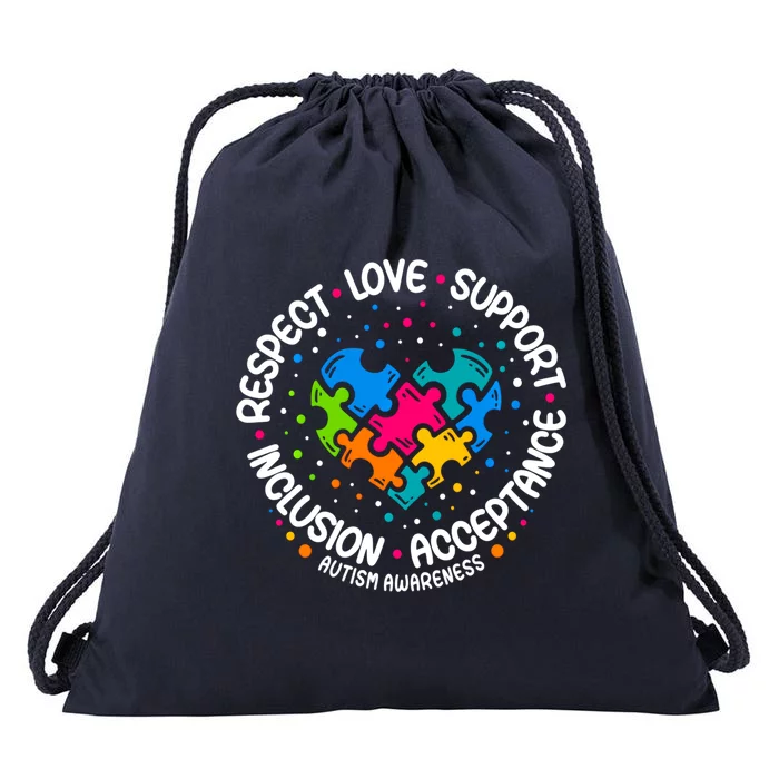 Autism Gift Respect Love Support Autism Awareness Gift Drawstring Bag