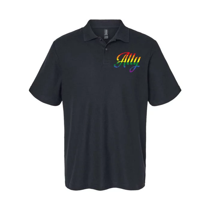 Allly Gay Rainbow Color Pride Flag LGBTQ Support Softstyle Adult Sport Polo