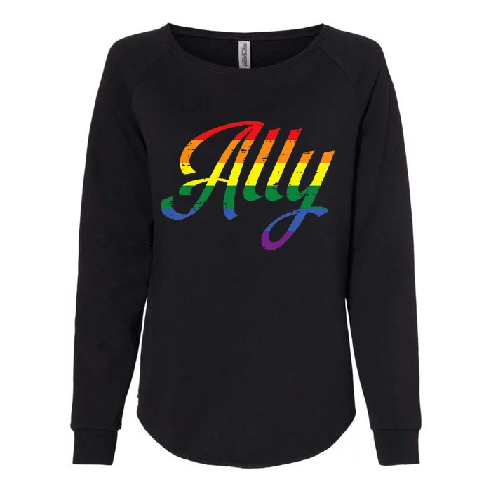 Allly Gay Rainbow Color Pride Flag LGBTQ Support Womens California Wash Sweatshirt