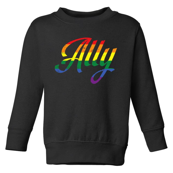 Allly Gay Rainbow Color Pride Flag LGBTQ Support Toddler Sweatshirt