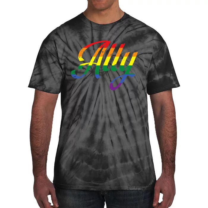 Allly Gay Rainbow Color Pride Flag LGBTQ Support Tie-Dye T-Shirt