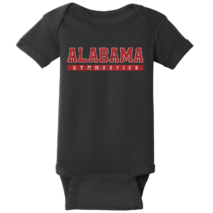 Alabama Gymnastics Red Vintage Text Baby Bodysuit