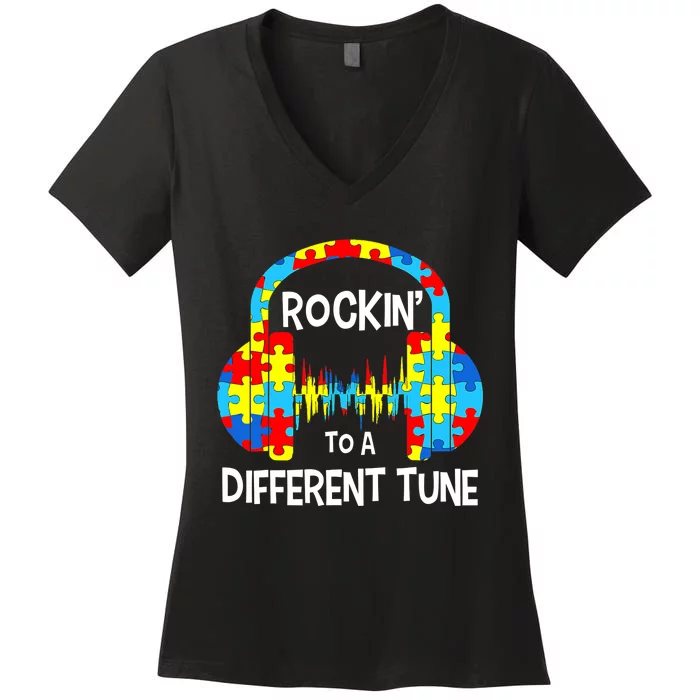 Autism Game Rocking To A Different Tune For Gamer Boys Women's V-Neck T-Shirt