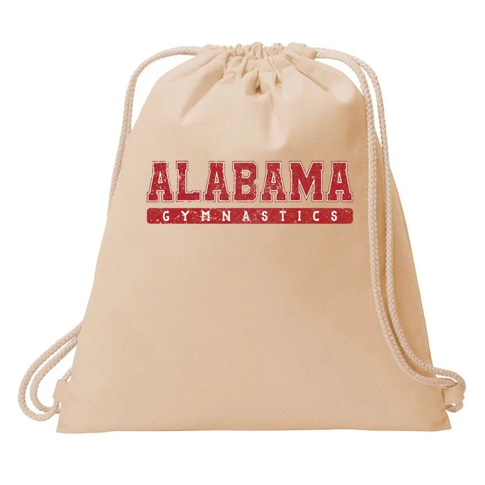 Alabama Gymnastics Red Vintage Text Drawstring Bag