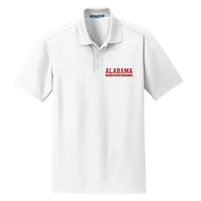 Alabama Gymnastics Red Vintage Text Dry Zone Grid Performance Polo