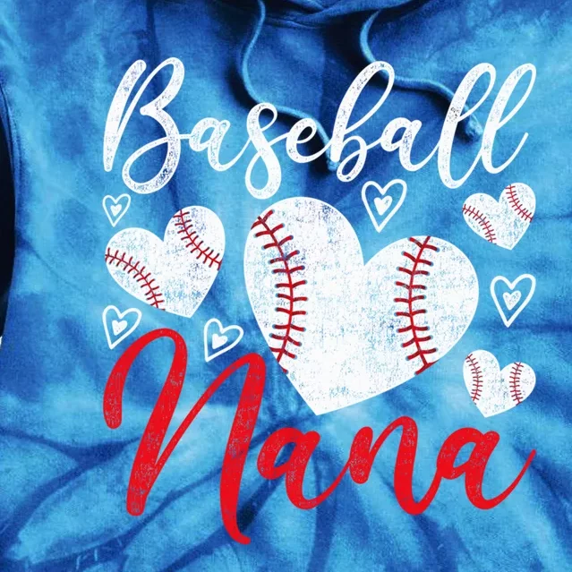 American Game Retired Baseball Nana Grandmother Baseball Mother's Day Tie Dye Hoodie