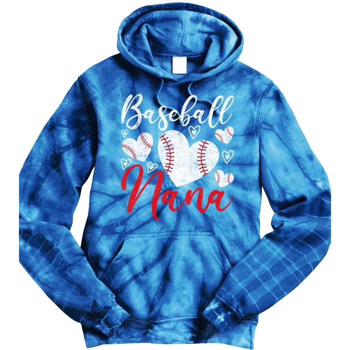 American Game Retired Baseball Nana Grandmother Baseball Mother's Day Tie Dye Hoodie