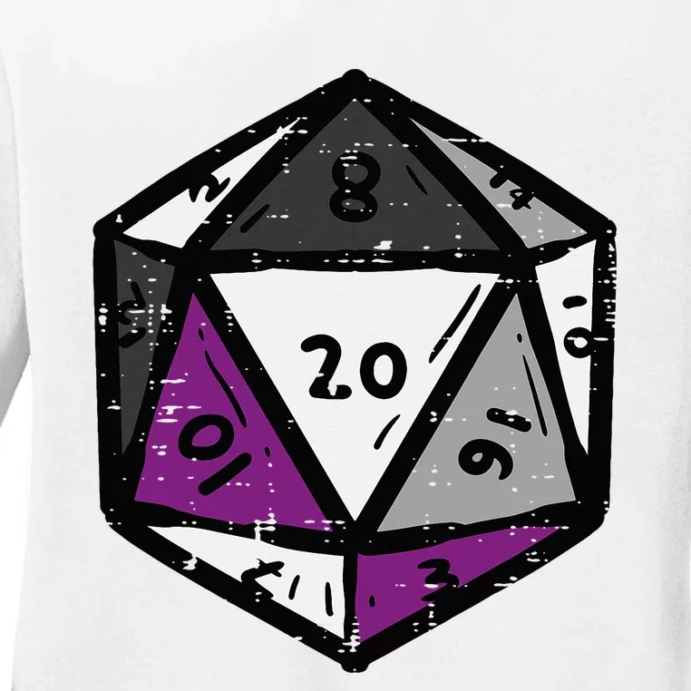 Asexual Gamer Rpg Dice Ace Pride Flag Lgbtq Ladies Long Sleeve Shirt