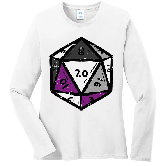 Asexual Gamer Rpg Dice Ace Pride Flag Lgbtq Ladies Long Sleeve Shirt