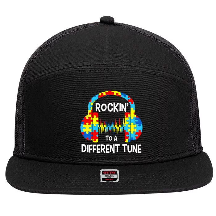 Autism Game - Rocking To A Different Tune For Gamer Boy 7 Panel Mesh Trucker Snapback Hat