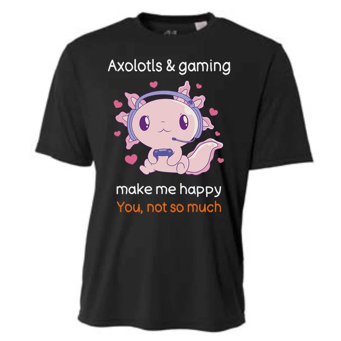 Axolotl Gamer Shirt Funny Video Gaming Sarcastic Axolotl Cooling Performance Crew T-Shirt