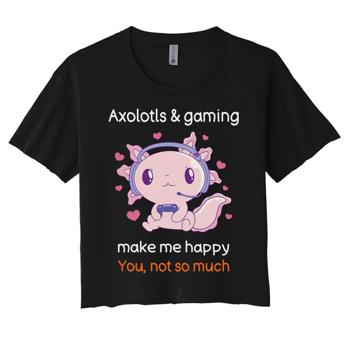 Axolotl Gamer Shirt Funny Video Gaming Sarcastic Axolotl Women's Crop Top Tee