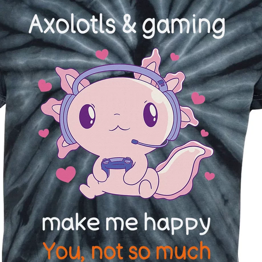 Axolotl Gamer Shirt Funny Video Gaming Sarcastic Axolotl Kids Tie-Dye T-Shirt