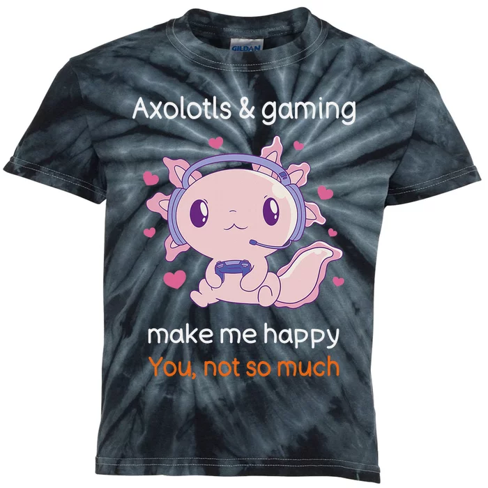 Axolotl Gamer Shirt Funny Video Gaming Sarcastic Axolotl Kids Tie-Dye T-Shirt