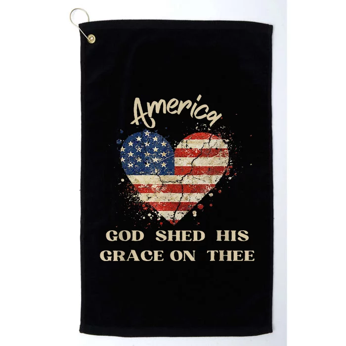 America God Shed His Grace on Thee Tee 4th of July Platinum Collection Golf Towel