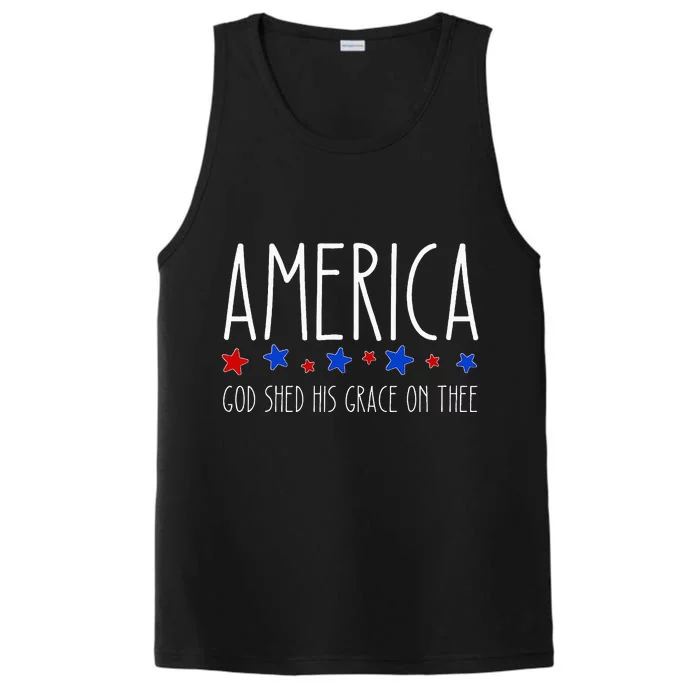 America God Shed His Grace on Thee Tee 4th of July Performance Tank