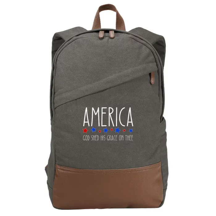 America God Shed His Grace on Thee Tee 4th of July Cotton Canvas Backpack