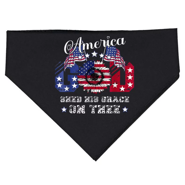 America God Shed His Grace On Thee Christian 4th Of July USA-Made Doggie Bandana