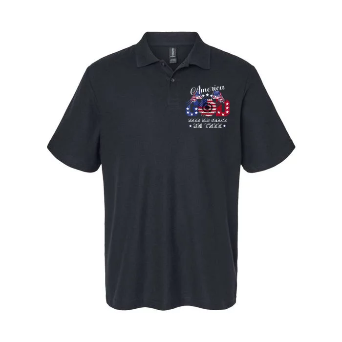 America God Shed His Grace On Thee Christian 4th Of July Softstyle Adult Sport Polo