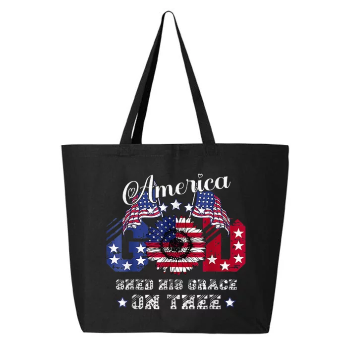 America God Shed His Grace On Thee Christian 4th Of July 25L Jumbo Tote