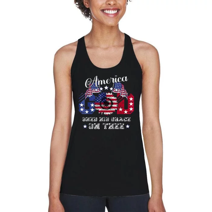 America God Shed His Grace On Thee Christian 4th Of July Women's Racerback Tank