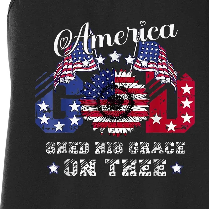 America God Shed His Grace On Thee Christian 4th Of July Women's Racerback Tank