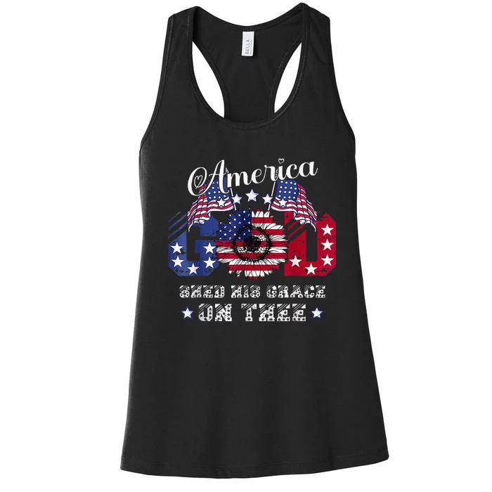 America God Shed His Grace On Thee Christian 4th Of July Women's Racerback Tank