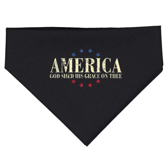 America God Shed His Grace On Thee 4th Of July USA-Made Doggie Bandana