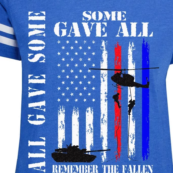 All Gave Some Some Gave All Flag Veteran Memorial Day Family Enza Ladies Jersey Football T-Shirt