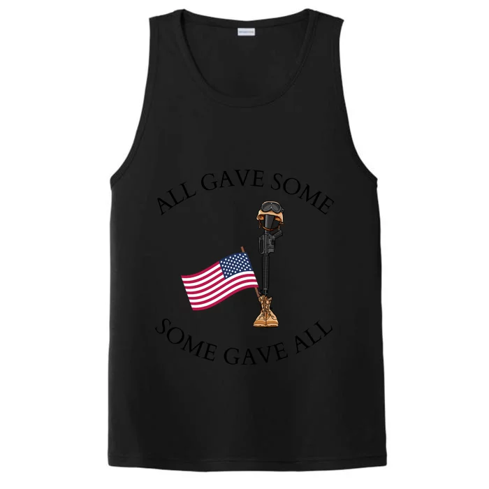 All Gave Some Gave All Memorial Labor Day Patriot American Flag Performance Tank