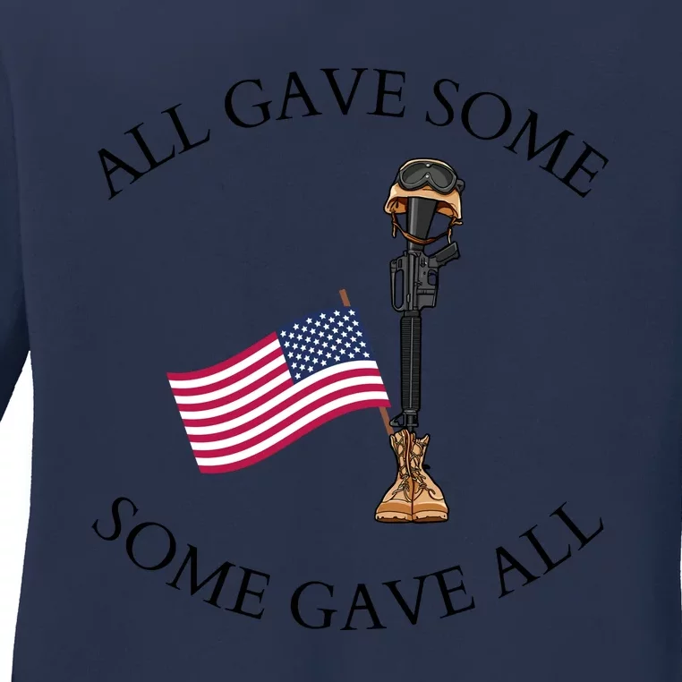 All Gave Some Gave All Memorial Labor Day Patriot American Flag Ladies Long Sleeve Shirt