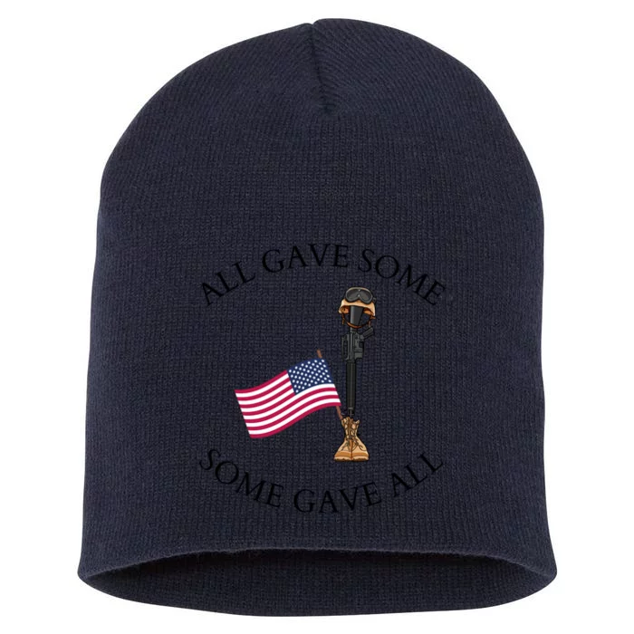 All Gave Some Gave All Memorial Labor Day Patriot American Flag Short Acrylic Beanie