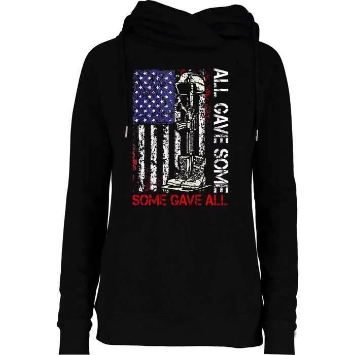 All Gave Some Some Gave All Flag Veteran Memorials Day Men Womens Funnel Neck Pullover Hood