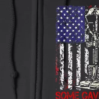 All Gave Some Some Gave All Flag Veteran Memorials Day Men Full Zip Hoodie