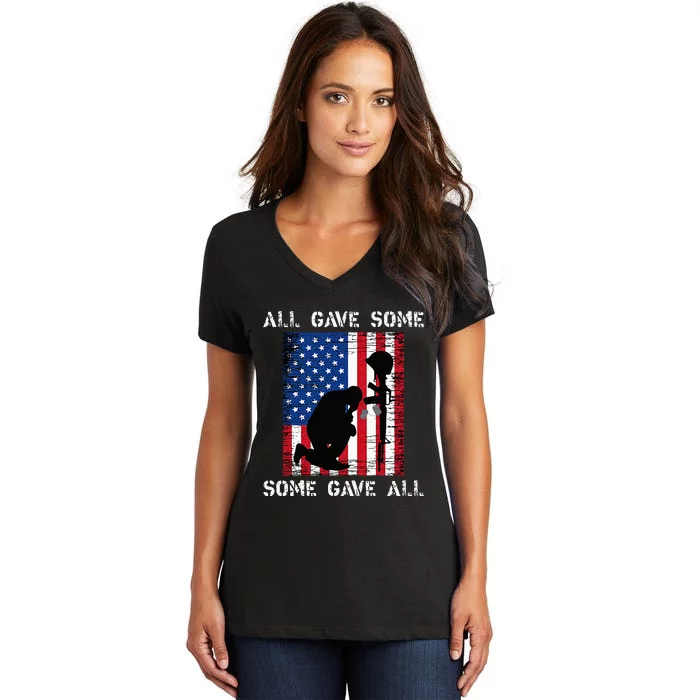 All Gave Some Some Gave All Veteran & Memorials Day Women's V-Neck T-Shirt