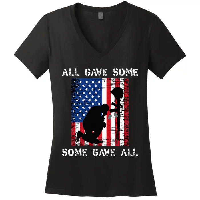 All Gave Some Some Gave All Veteran & Memorials Day Women's V-Neck T-Shirt