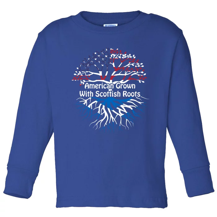 American Grown Scottish Roots Heritage Pride Gift Toddler Long Sleeve Shirt