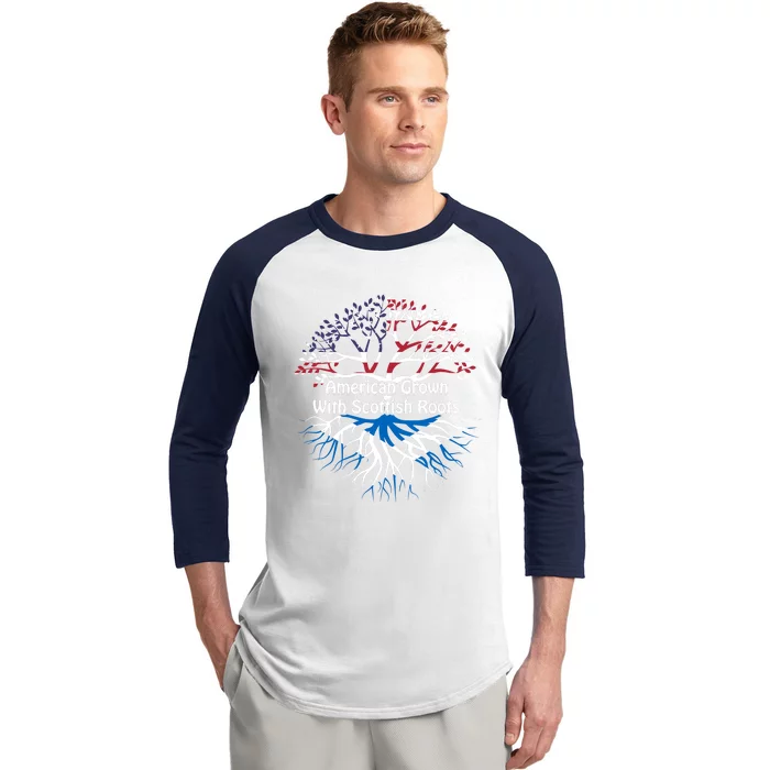 American Grown Scottish Roots Heritage Pride Gift Baseball Sleeve Shirt