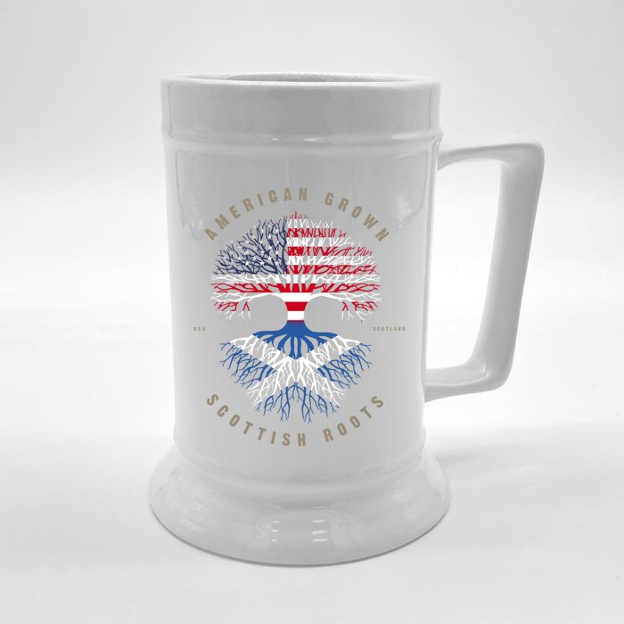 American Grown Scottish Roots Scotland Flag Gift Front & Back Beer Stein