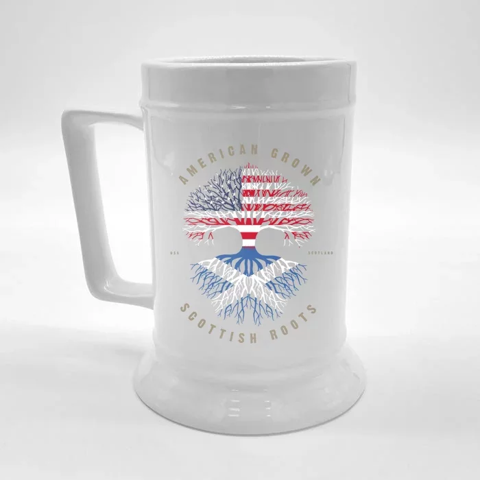 American Grown Scottish Roots Scotland Flag Gift Front & Back Beer Stein